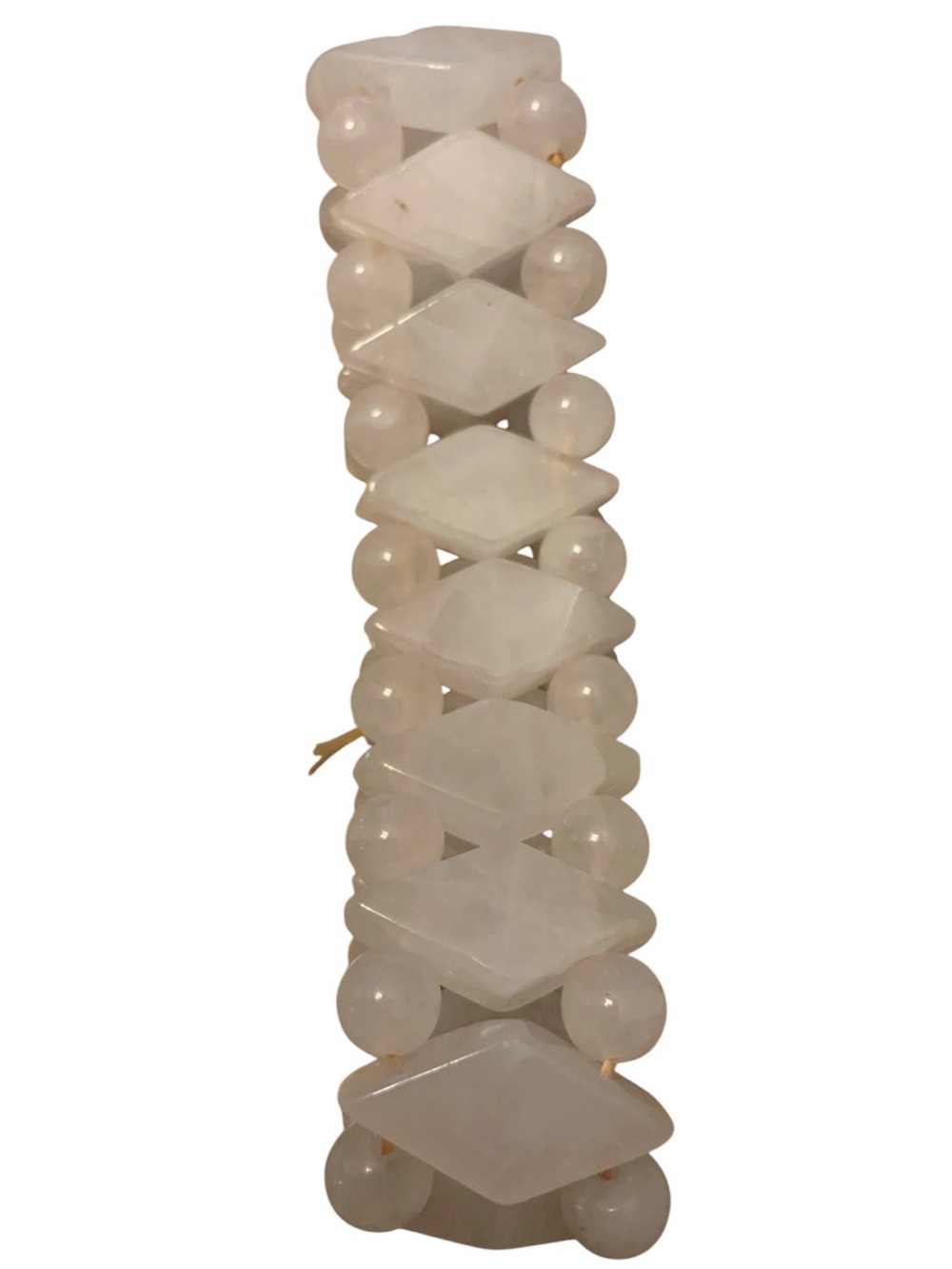 Rose quartz Crystal Diamond-Bead Stretch Bracelet. - Picture 6 of 7